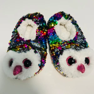 Innetofflor - Innerofflor, Ty, med vändbara paljetter (flerfärgad/silver). 