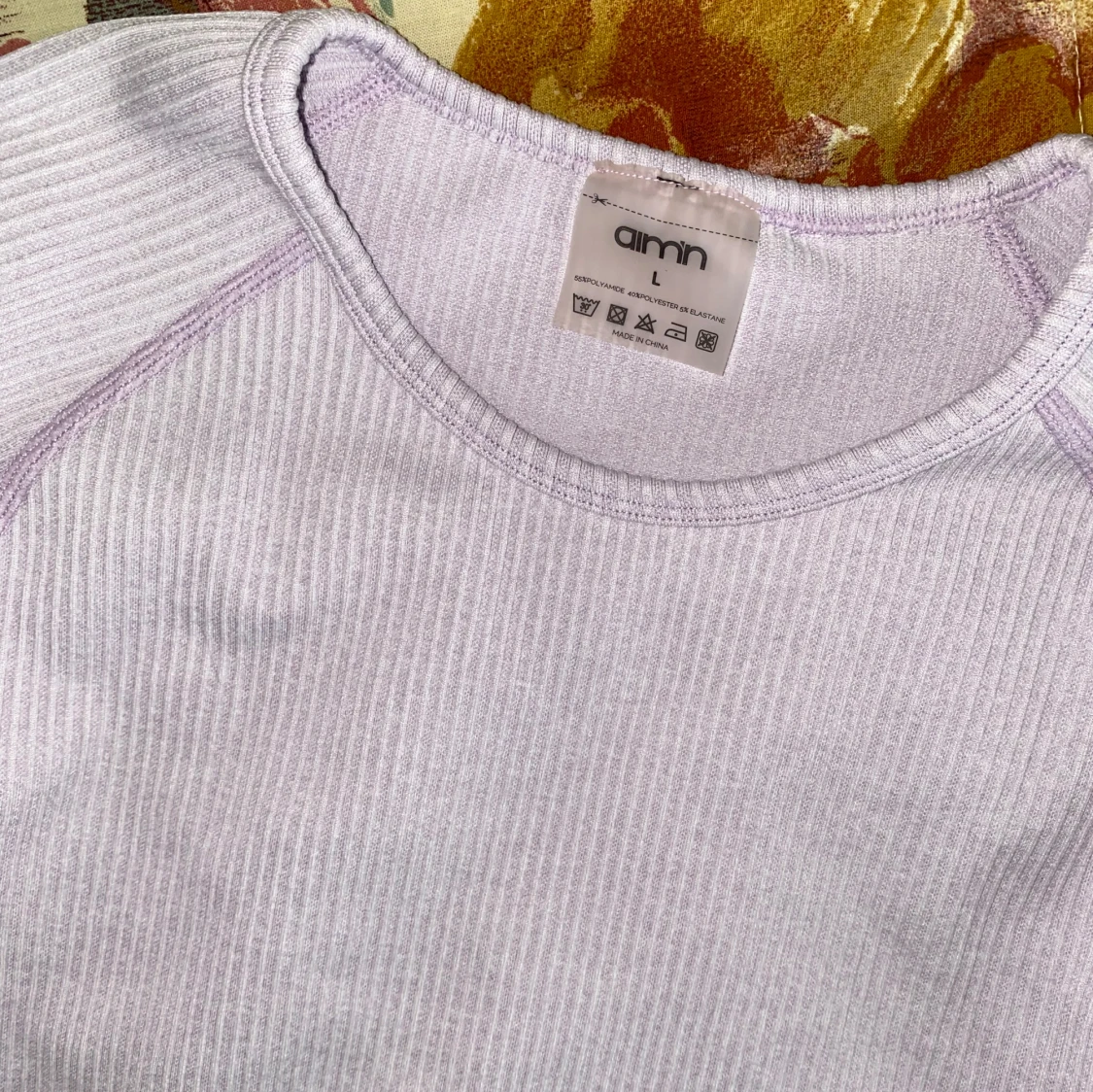 aim’n purple ribbad crop top longsleeve  - 90