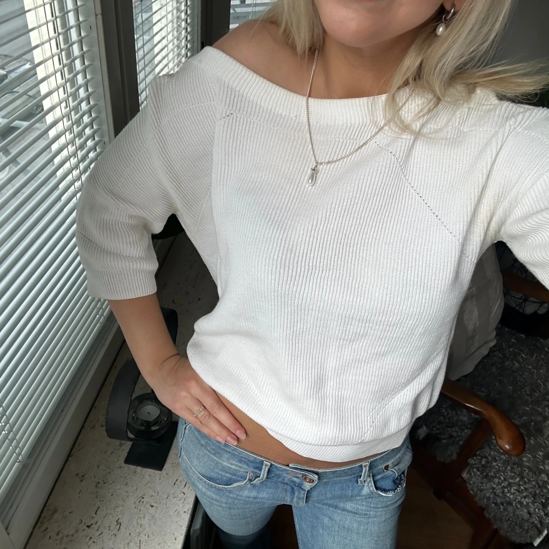 Trekvartsärmad stickad topp!  - 92