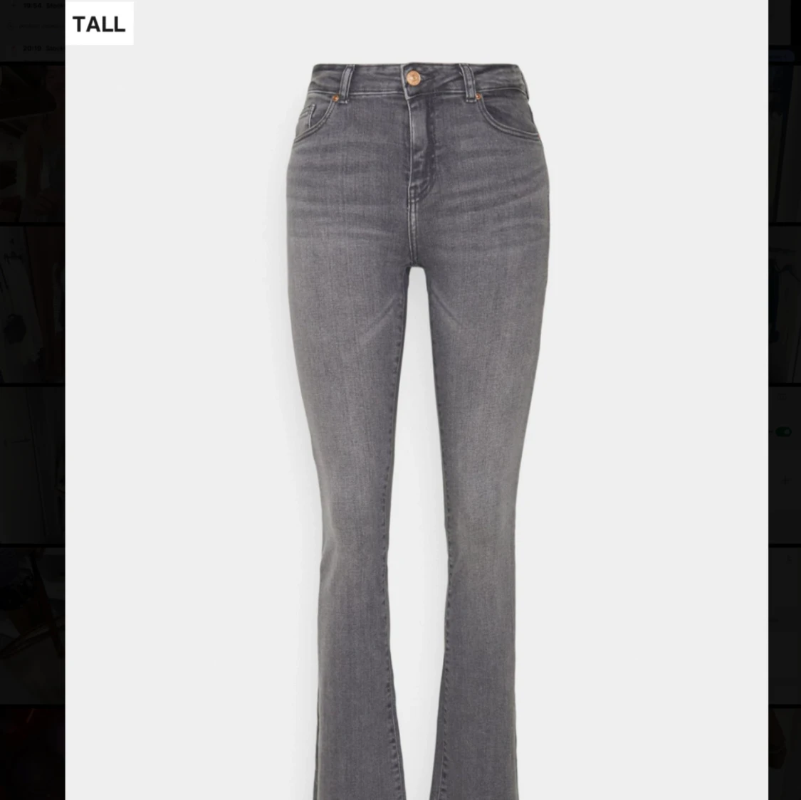 Grey flared tall jeans