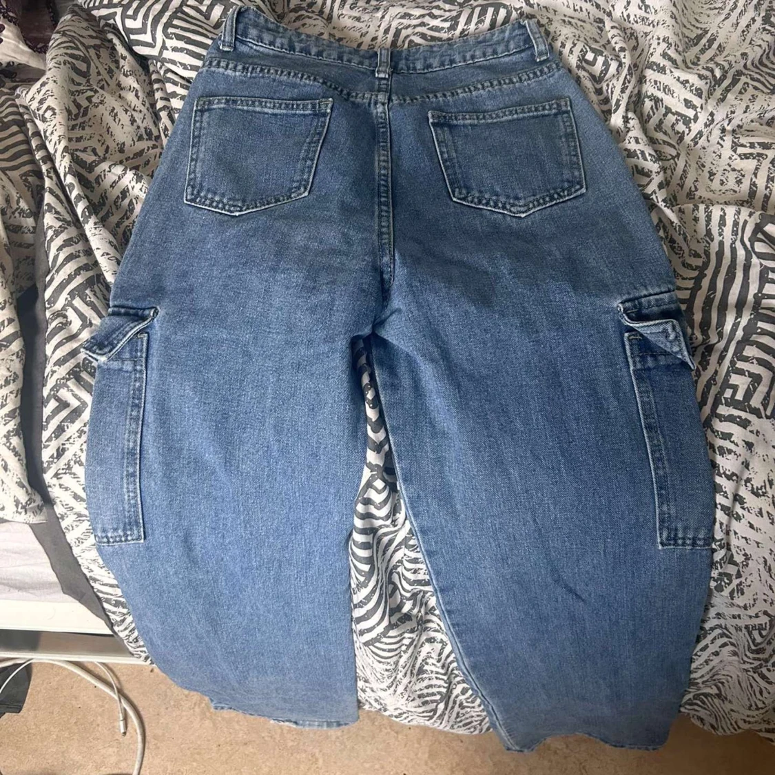 SHEIN SXY Enfärgad Cargo Stil Jeansbyxor - 90