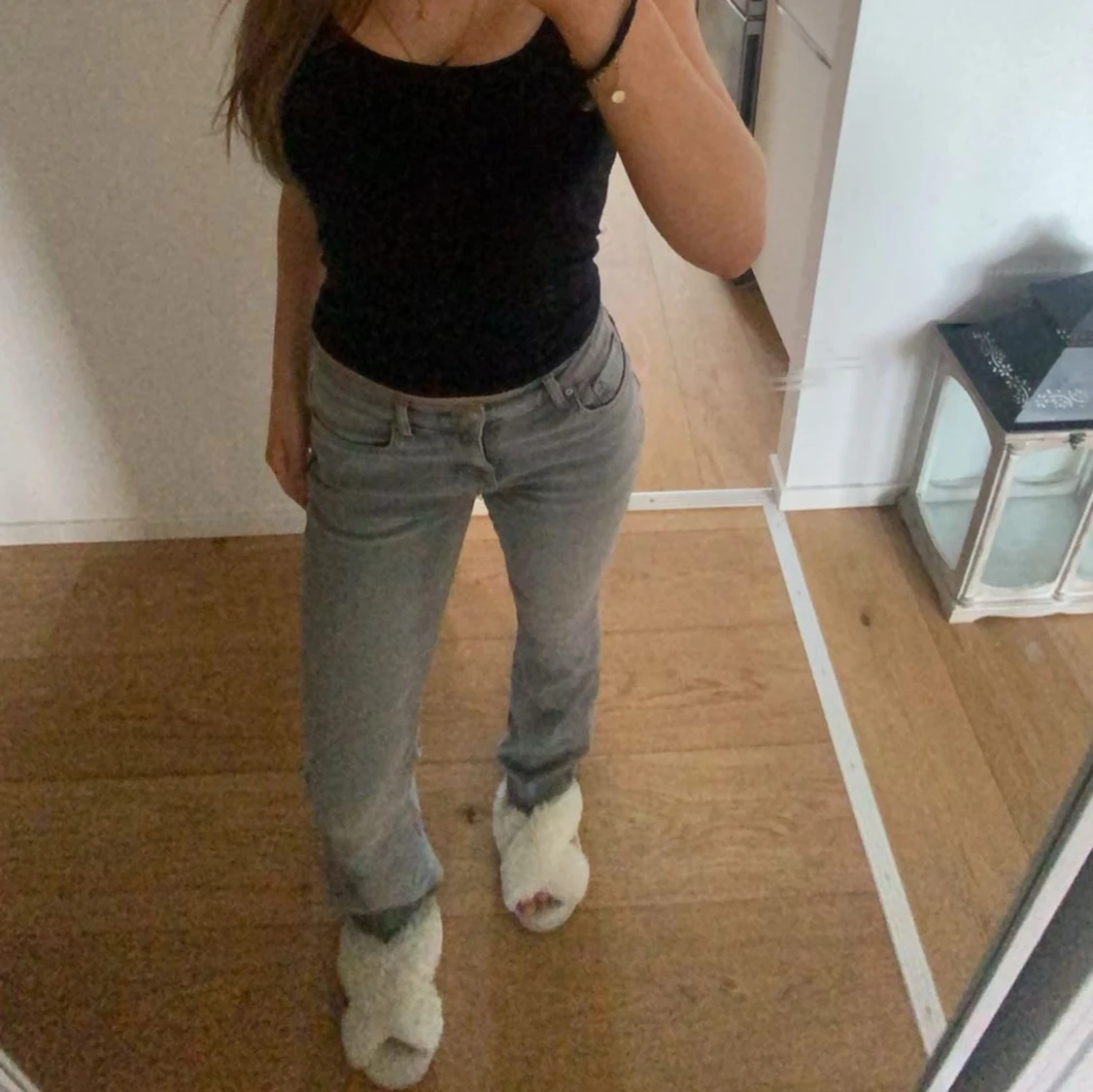 Grå lågmidjade jeans - 91