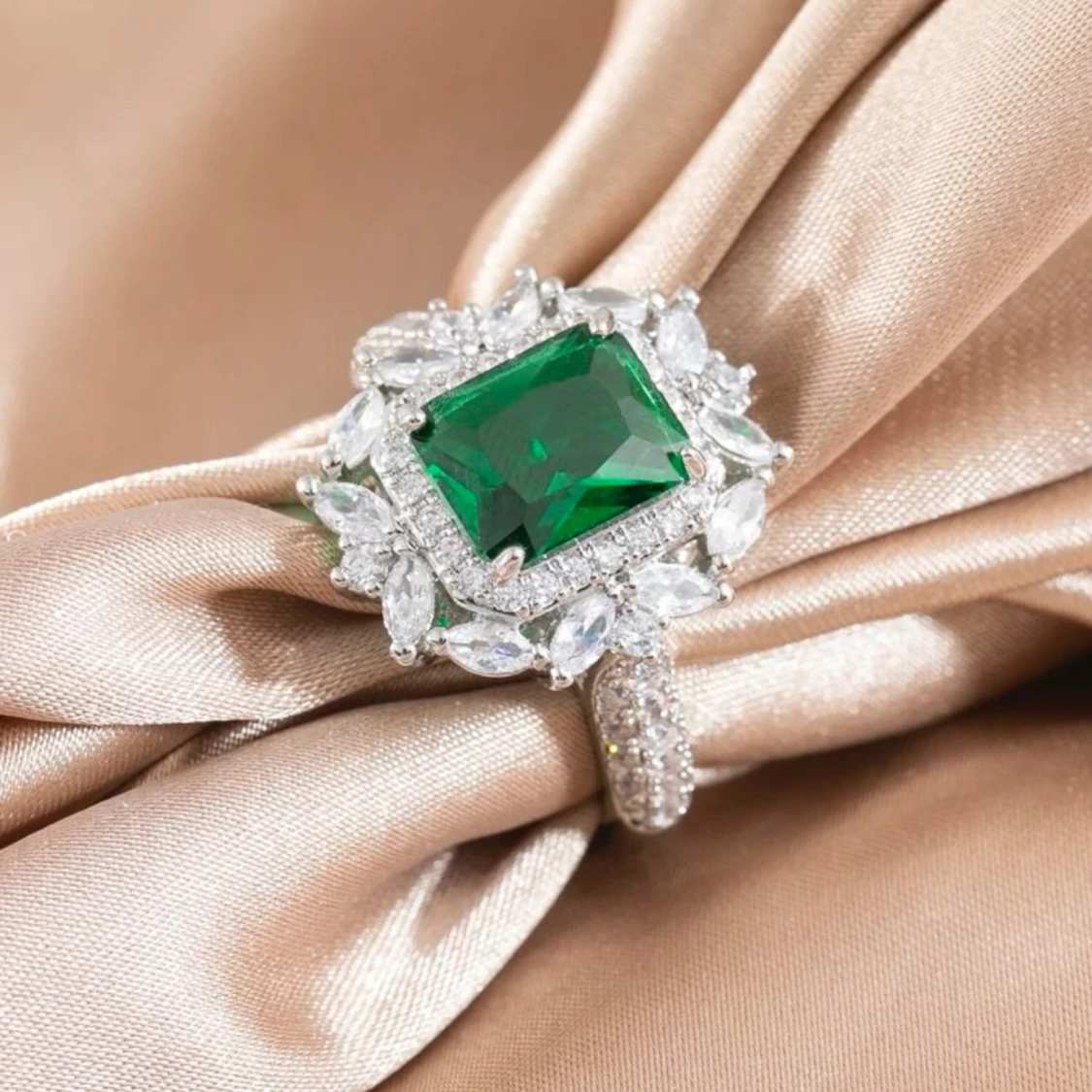 Cubic Zirconia Decor Ring - 90