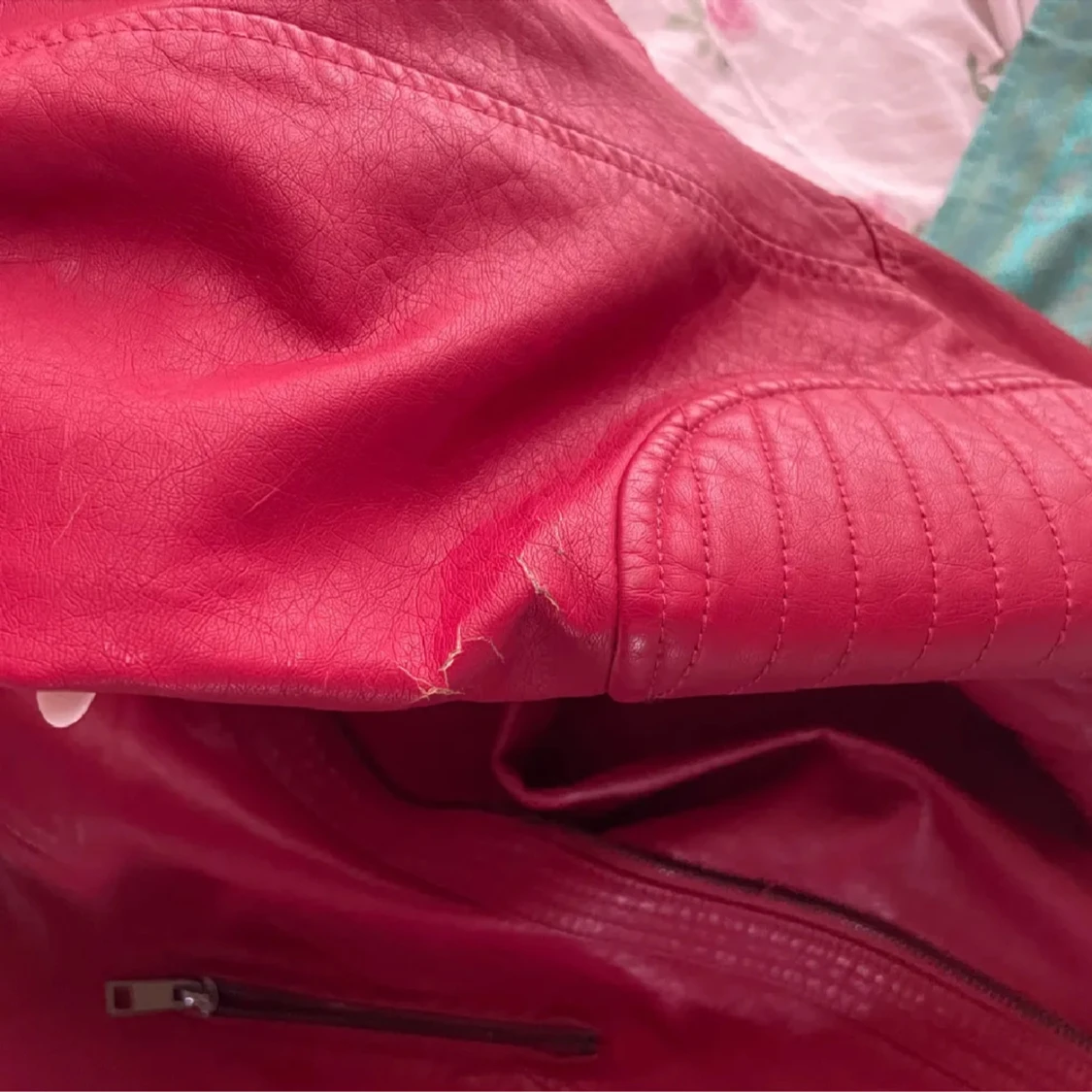 Vinröd skinnjacka - 91