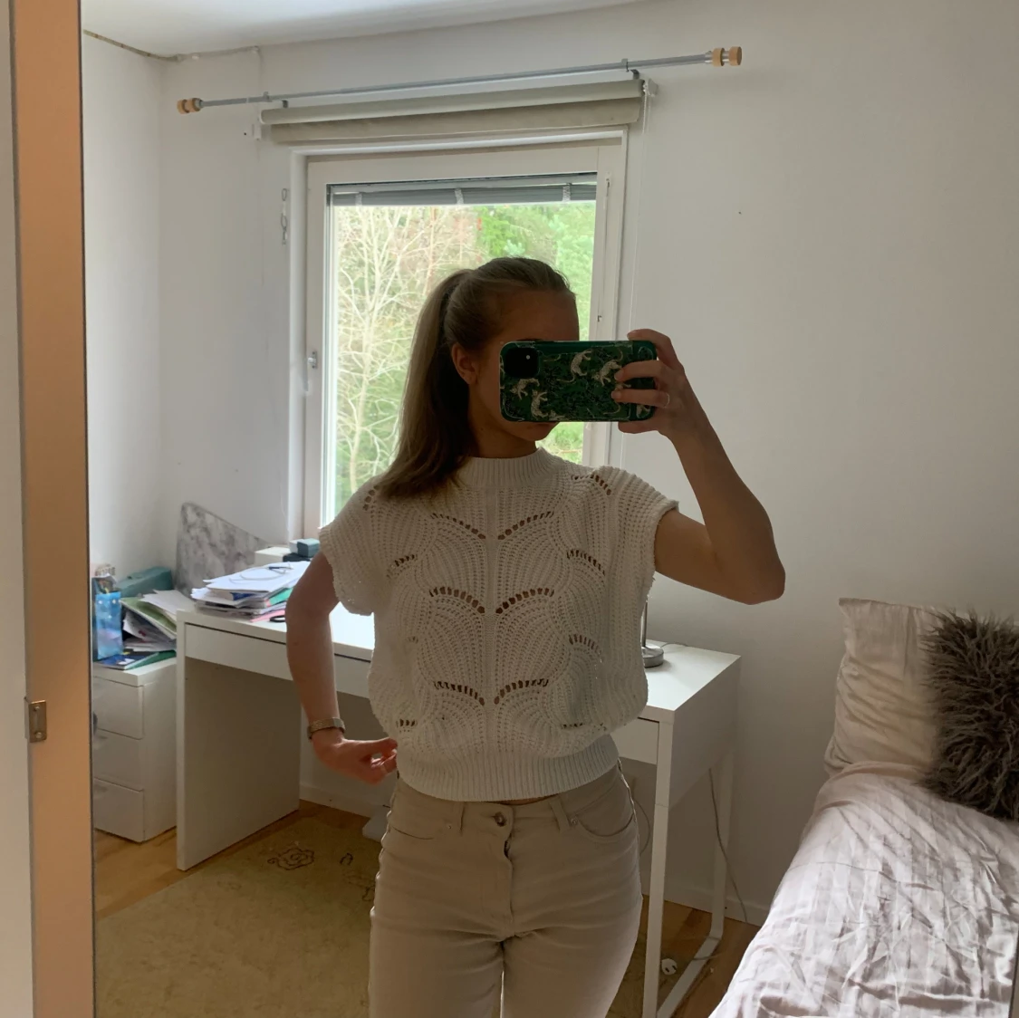 Vit stickad topp - 90