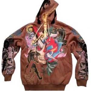 ED HARDY ZIPUP - Skitsnygg ed hardy zipup med luva och as-coola tryck!! Köpte den för ca 2 år sedan, och har använt ett få-tal gånger. Skriv vid frågor! 