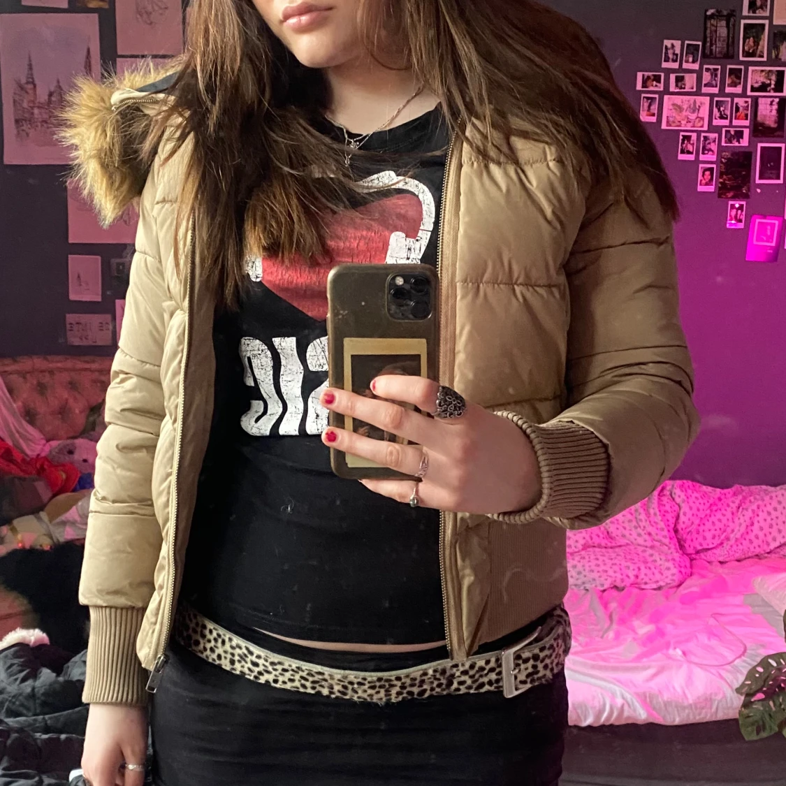 Dunjacka med pälskrage 