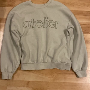 Tröja - Ljusgrön tjocktröja från Gina med text på framsidan! Använd väldigt lite då jag köpt fel storlek. Skriv om du undrar något! 