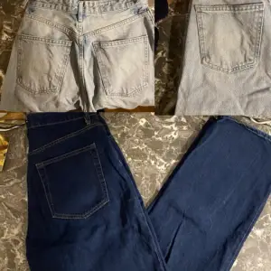 Två par jättefina high waist jeans från Zara och Lindex❤️på de ljusa Zara byxorna har hällorna för bältet gått sönder på båda sidorna (se bild ett), men annars skulle jag säga att de är i bra skick🩷kontakta mig vid frågor