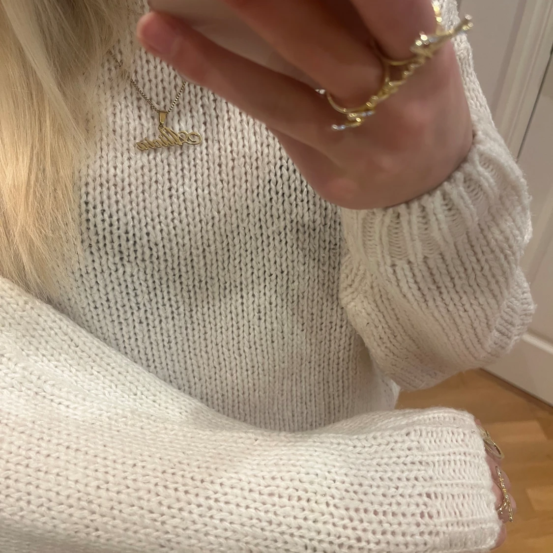 Vit stickad tröja - 91