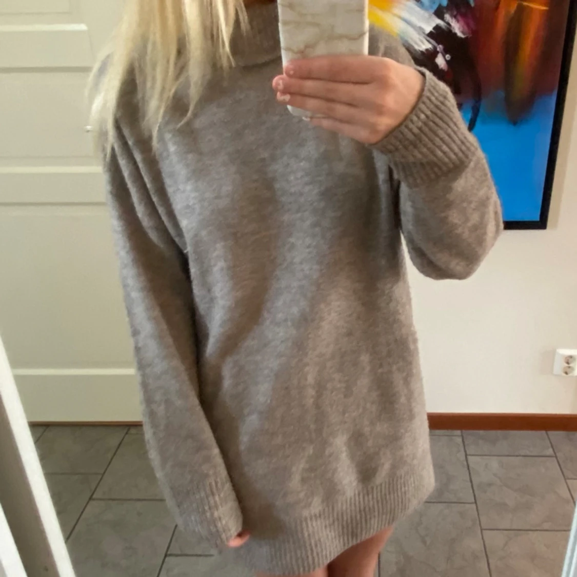 Grå stickad klänning🩶