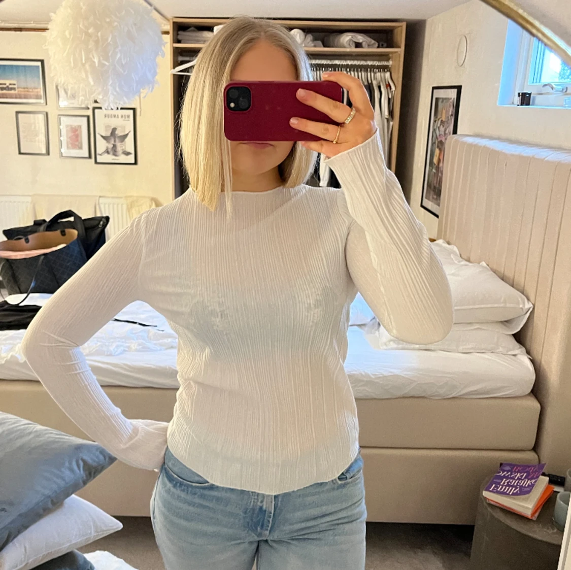 Vit långärmad top från Bikbok  - 90