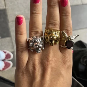 Trendig ring - Säljer denna trendiga ring (den guldiga tigern) lite rost dör bak men inget man ser. Superfin bjuder på frakten! 