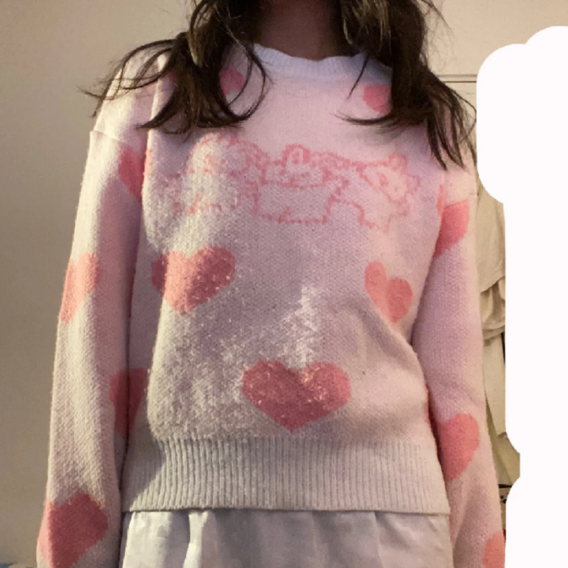 Rosa tjocktröja med mönster  - 91