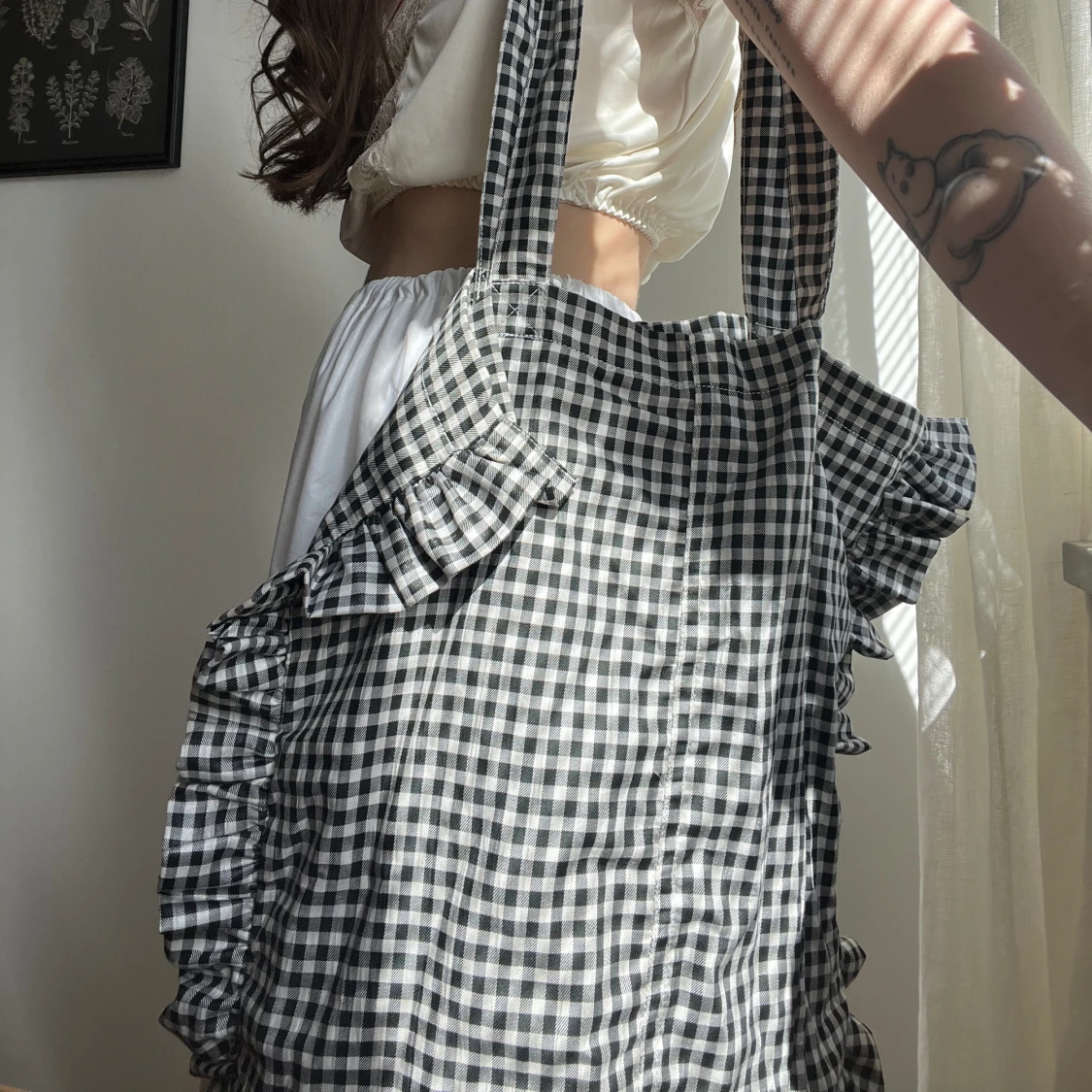 Rutig tygväska från Beyond Retro - 90