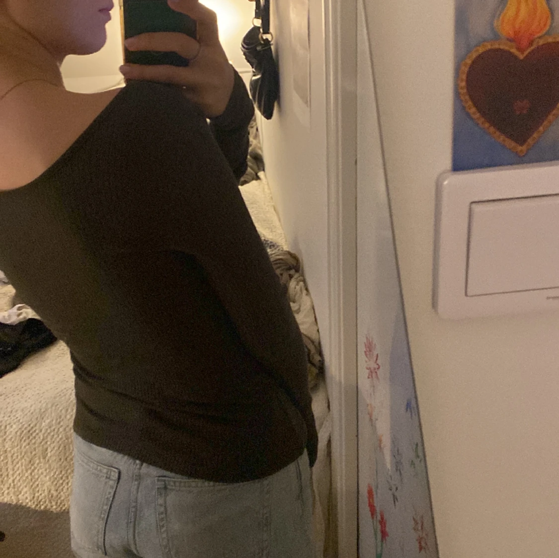 Mörkgrön tröja med knappar - 90