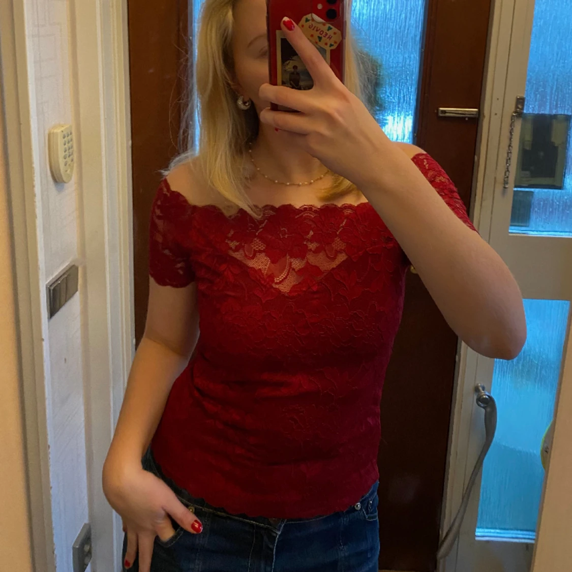 Söt vinröd spetstopp💓 - 90