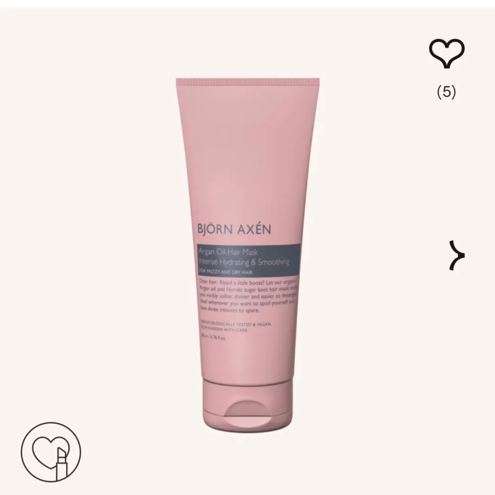 Hårmask med argan olja från Björn Axén som är för torrt och lockigt hår, motverkar frizz och återfuktar samt stärker ditt hår och ger maximal glans . Muu.