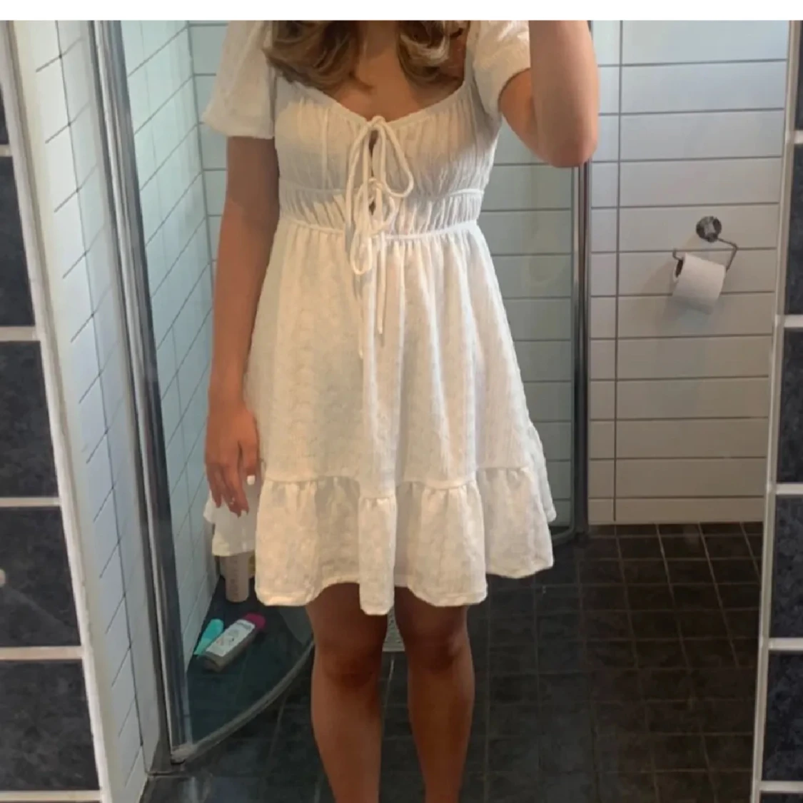 Vit kort klänning - 91