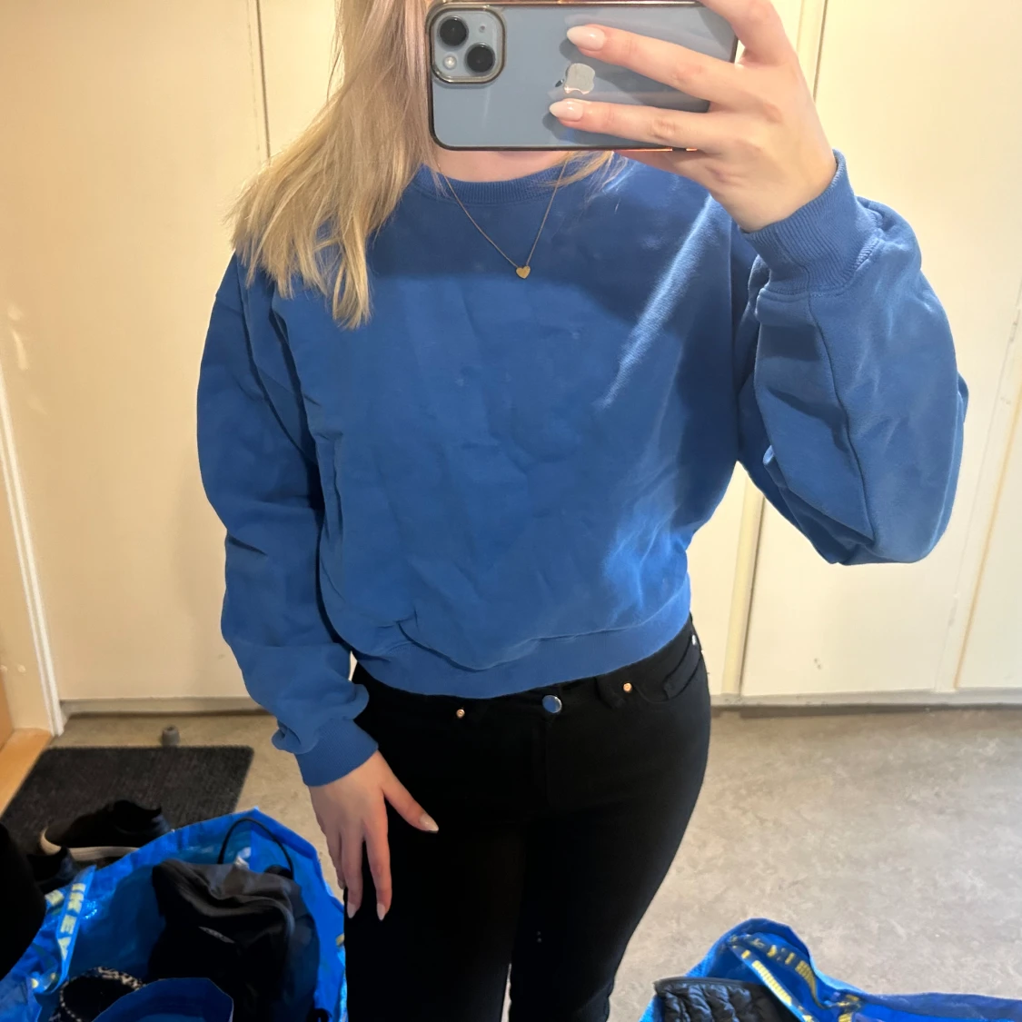 Blå sweatshirt - 90