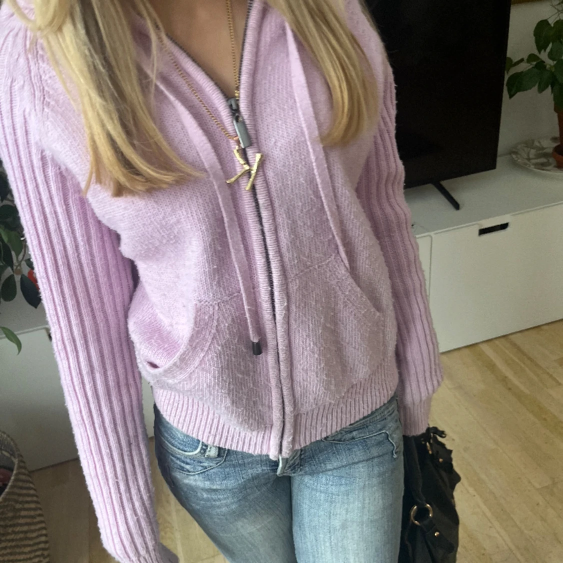 Rosa stickad tröja  - 91