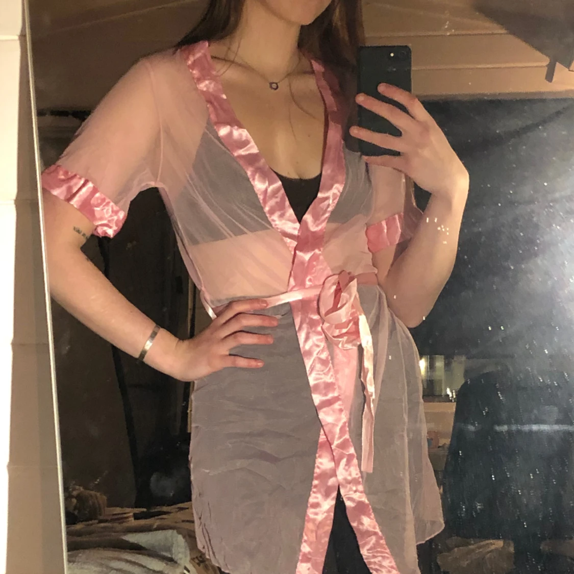 Rosa snygg "morgonrock" - 90