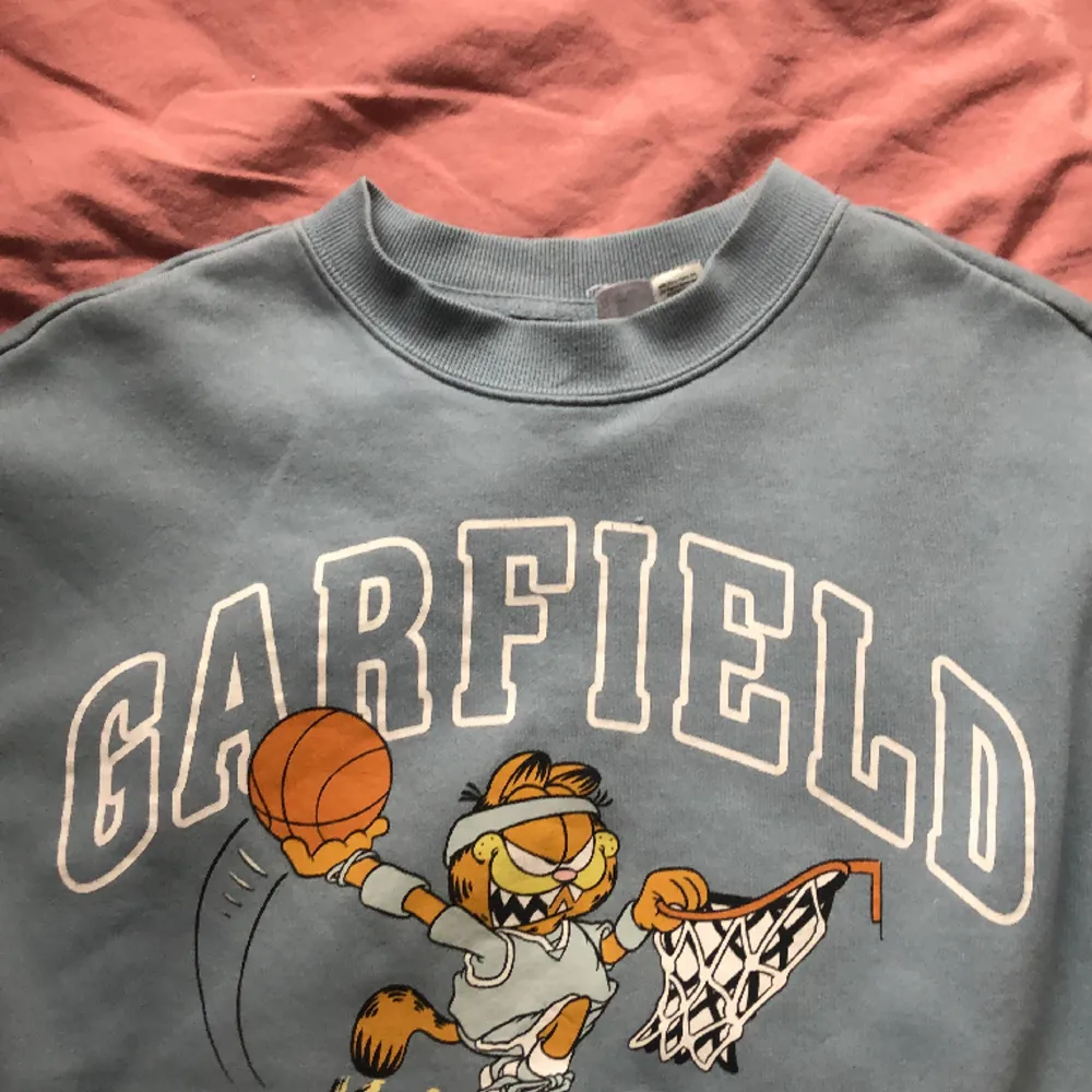 Säljer min Garfield sweatshirt från hm. Har växt ut den och har fortfarande inga  fläckar eller hål. Flisen på insidan är inte lika fin som när jag köpte den. Men forfarande bra kvalite. Kommentera eller Medela om du har frågor.☺️❤️. Tröjor & Koftor.
