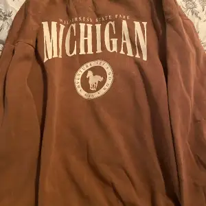En gullig tröja ifrån H&M i storleken 146-152, kan förmodligen också passa xxs och xs 🤍 Den är brun och har hästmotiv, står ”Wilderness state Park Michigan” på den. Köparen står för frakt och frimärke!! ☺️ kan även mötas upp.