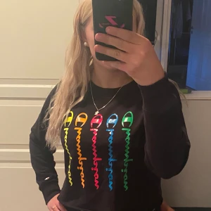 Sweatshirt champion  - Sweatshirt från champion I nyskick. Svart med neonfärgat tryck på framsida bröst/mage.  Storlek S. Mycket fint skick och nästan aldrig använd. Hör av er vid frågor 🩷💚💙💛🧡