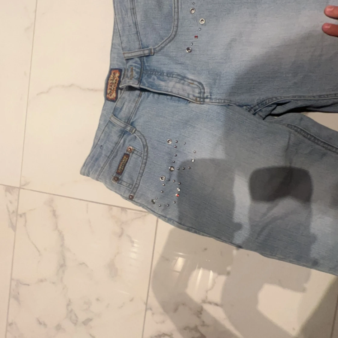 low waist blåa jeans - 90