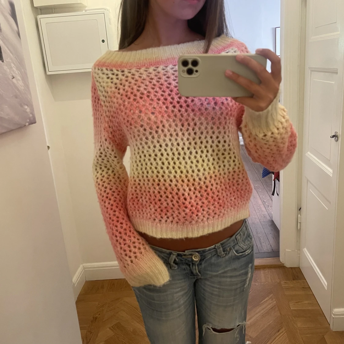 Sommrig stickad tröja 🌸🌸 - 90