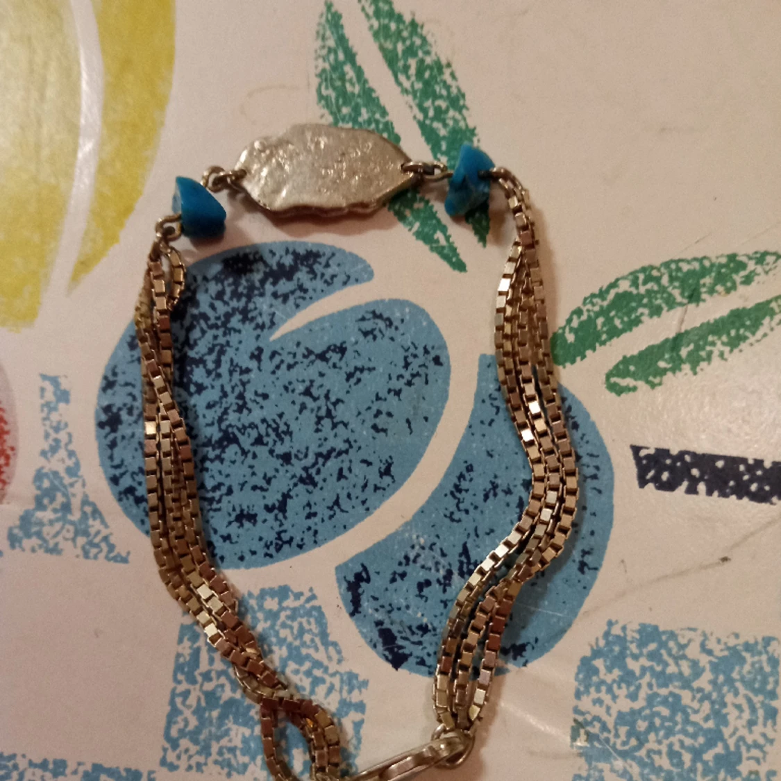 Armband med pärlor turkos S925 . - 90