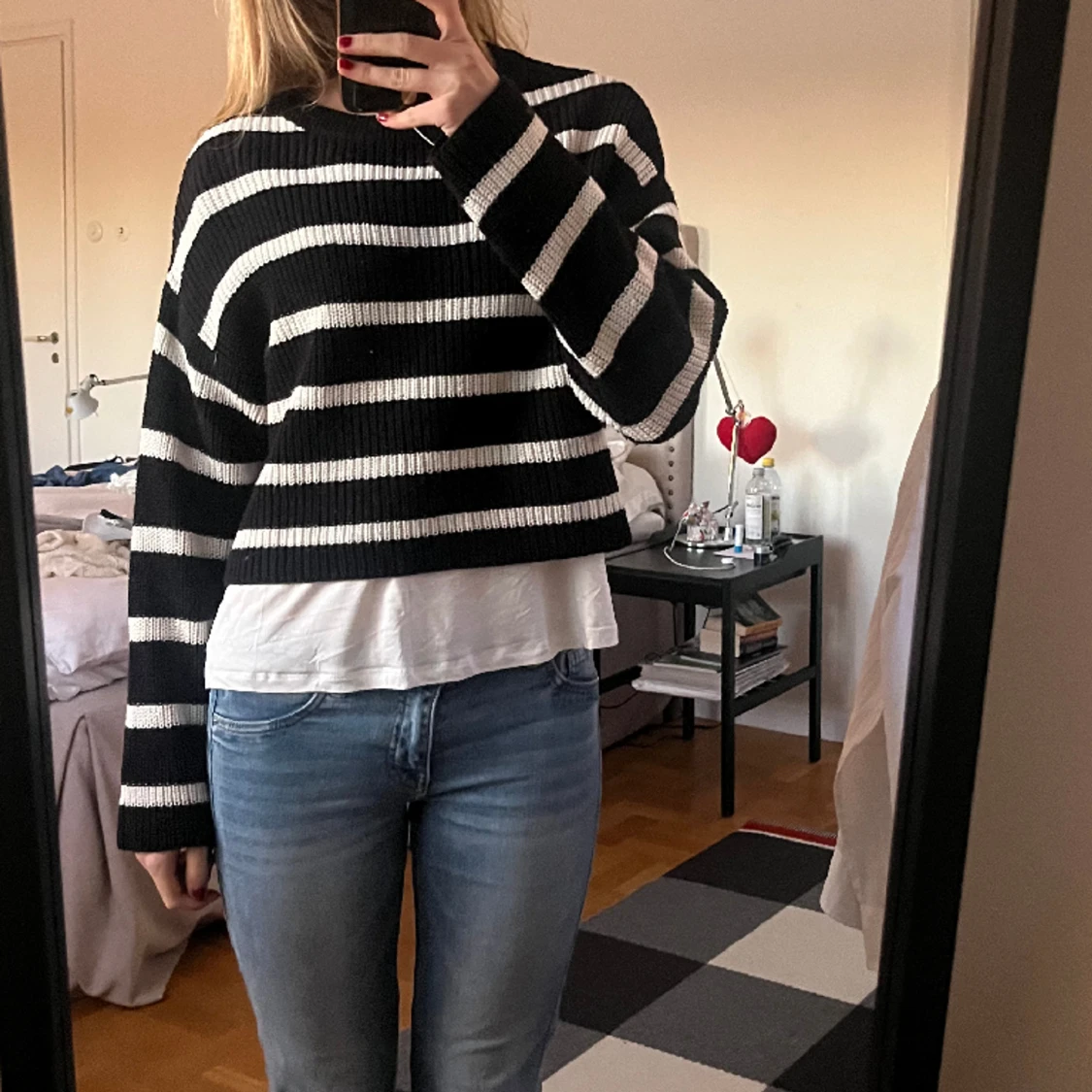 Randig stickad tröja - 90