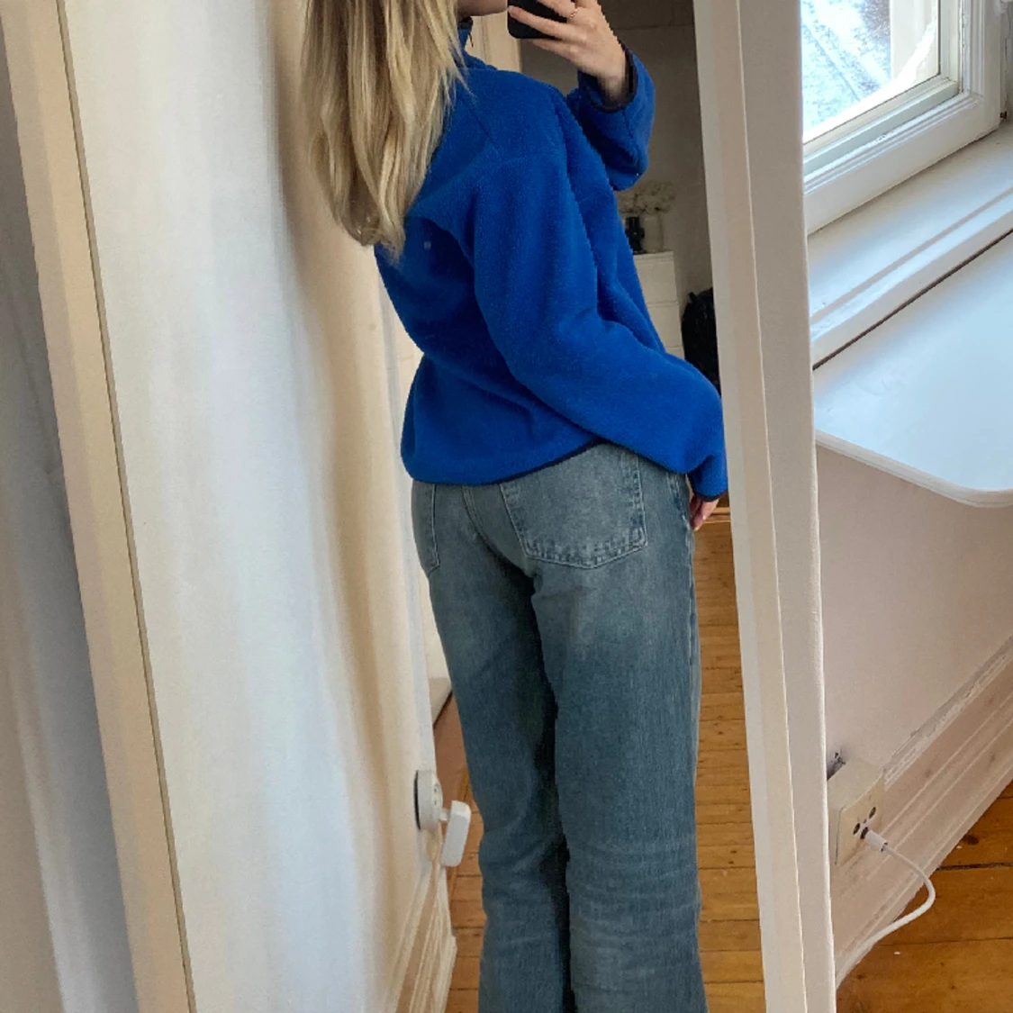 Blå fleece halv-zip - 91