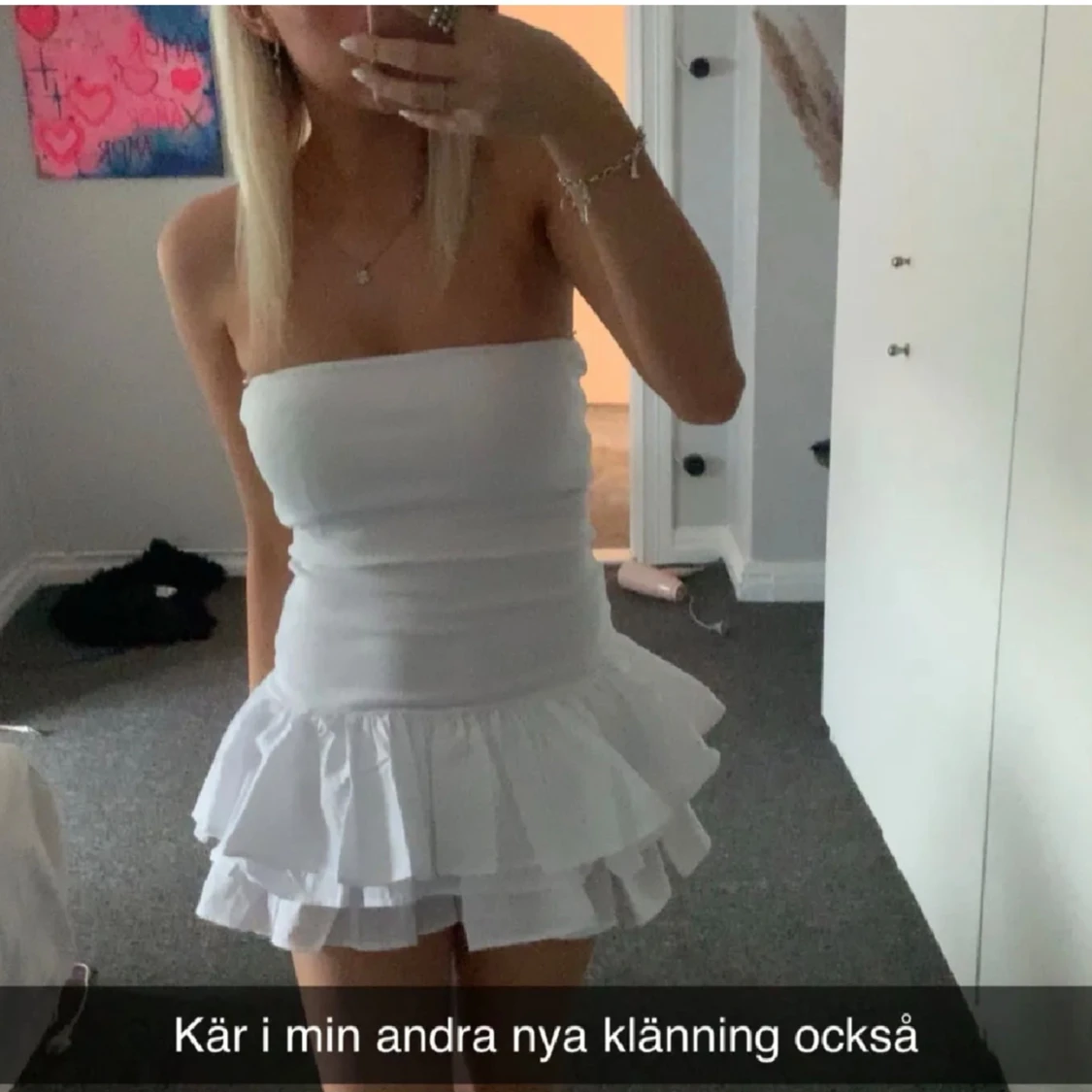 Vit volang klänning  - 90