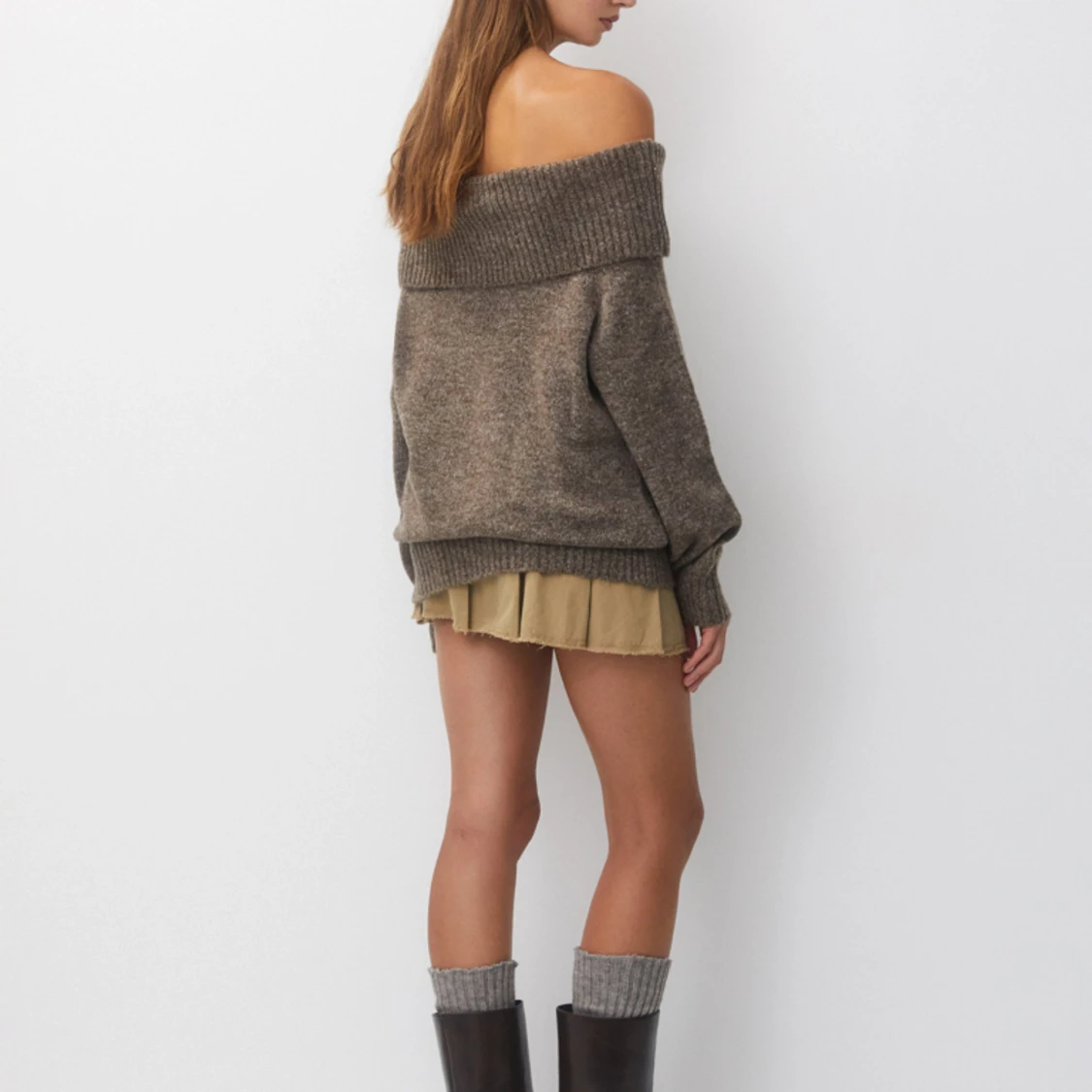 Stickad off shoulder topp - 90