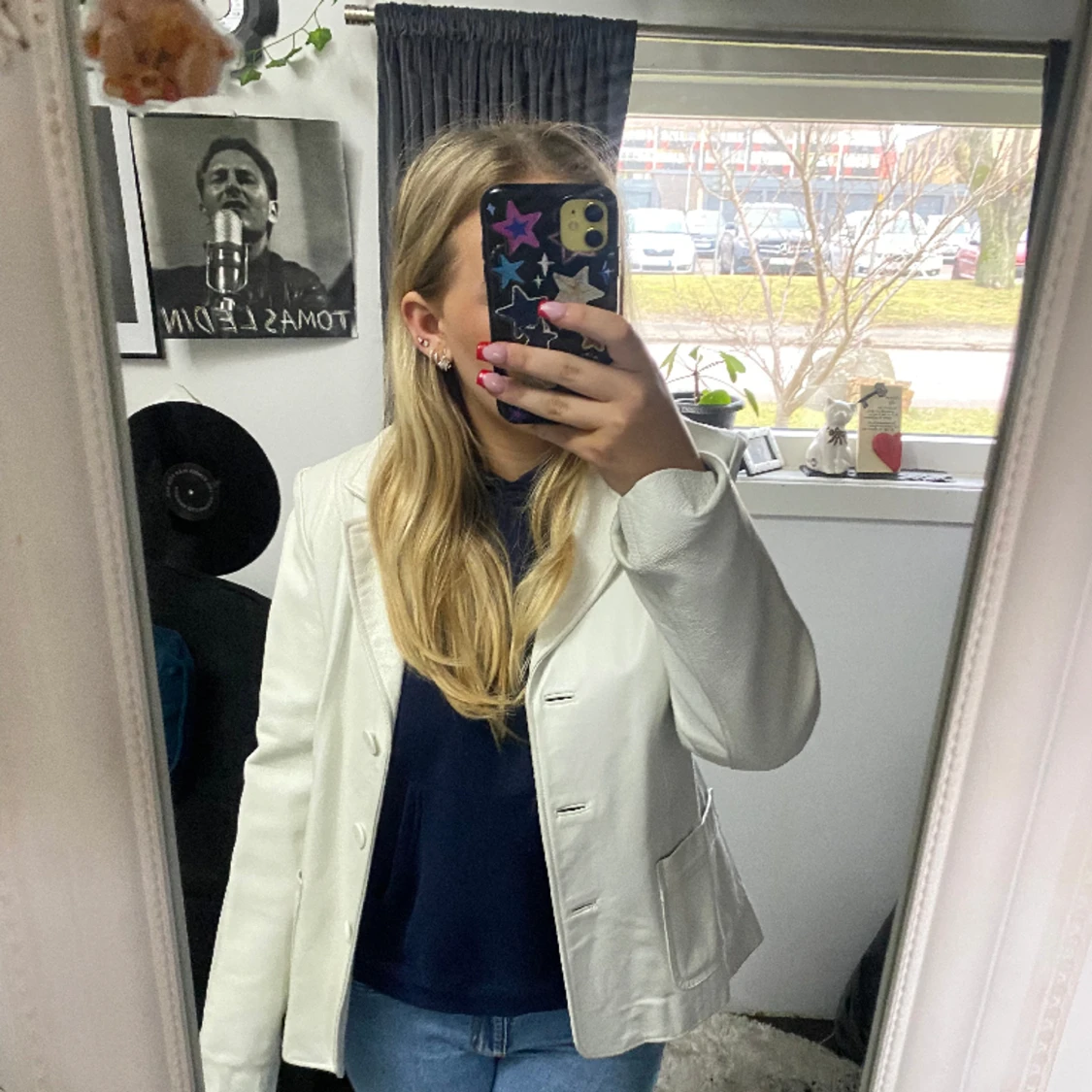 En vit skinn jacka/kavaj  - 91