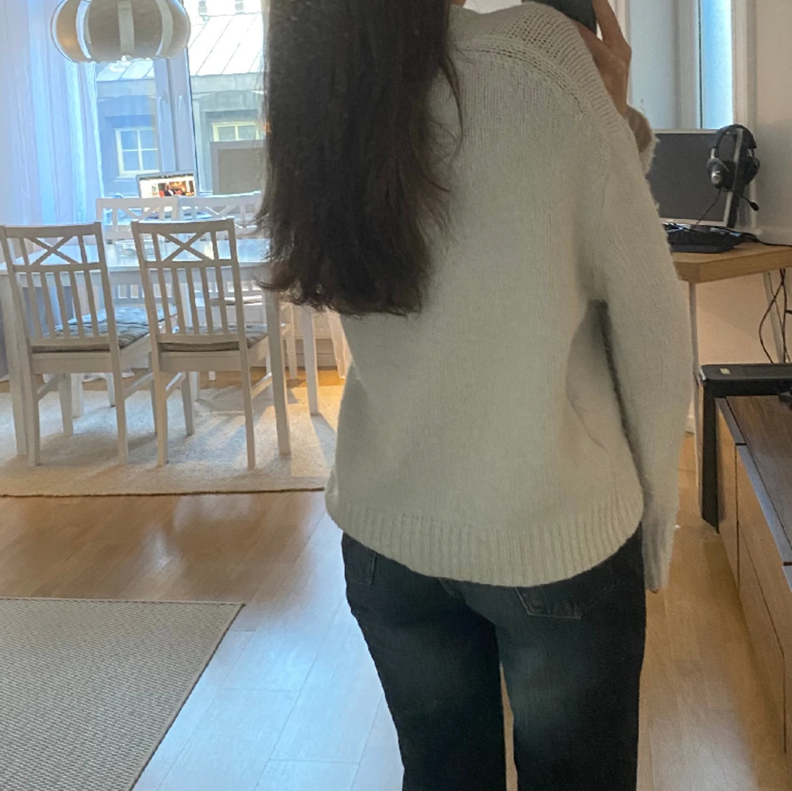 Vit stickad tröja  - 90