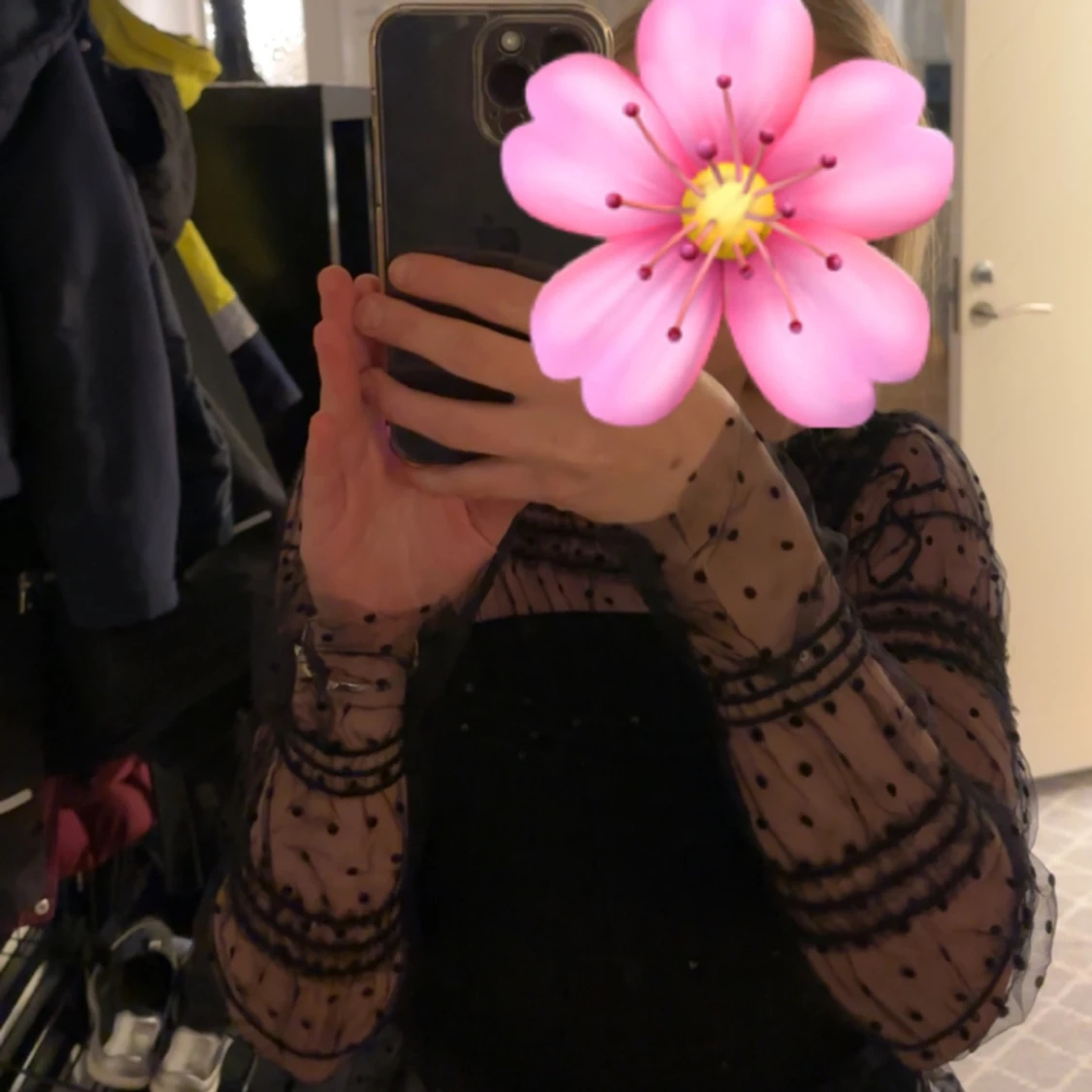 Långärmad topp i mesh  - 90