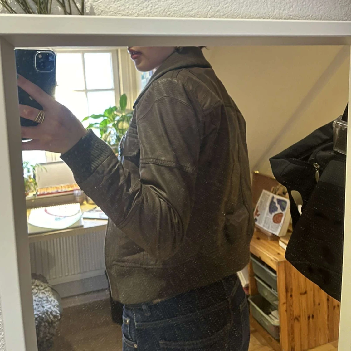 brun skinnjacka - 91