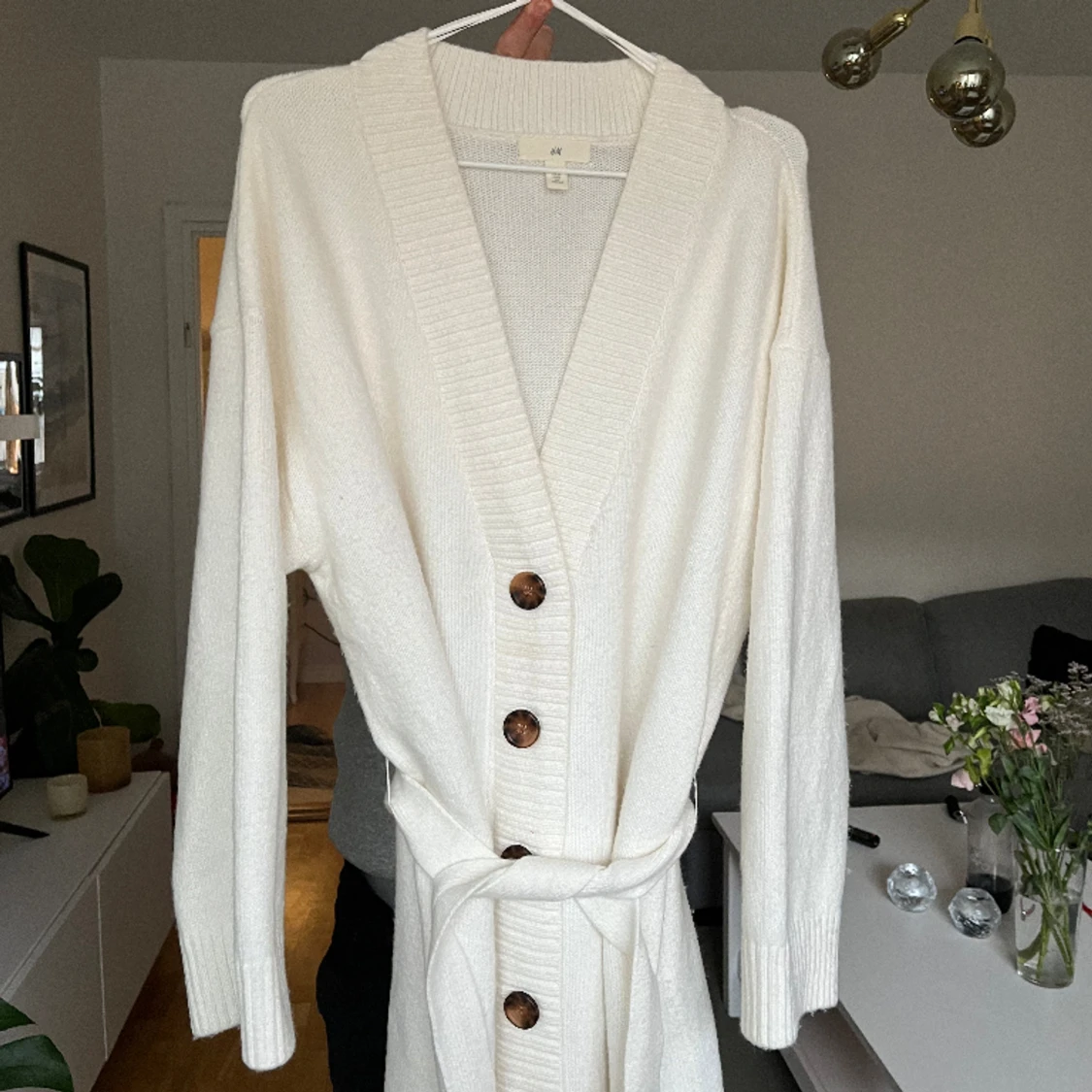 Vit stickad klänning  - 90