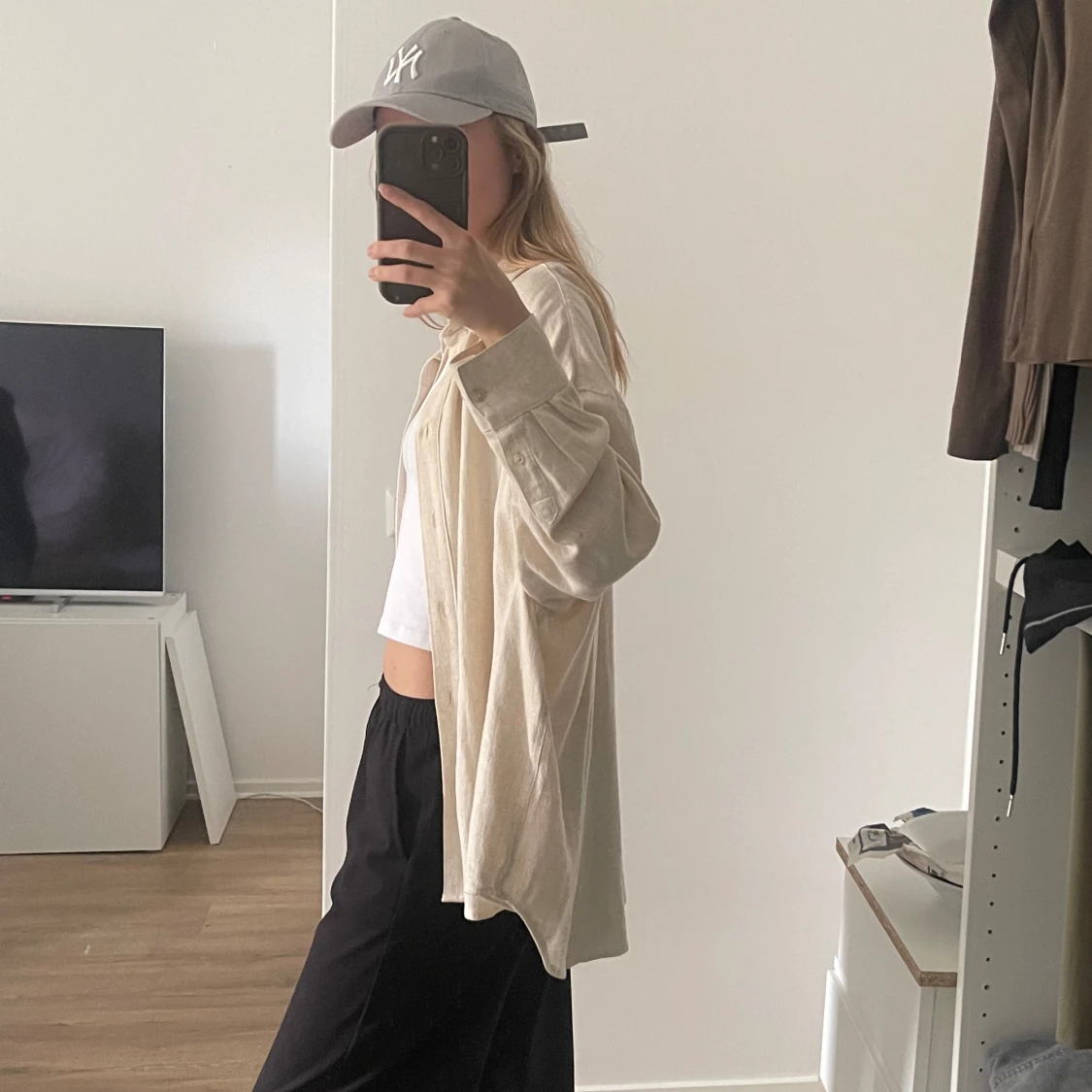 Oversize skjorta i linnetyg