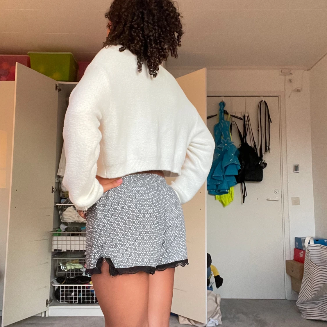 Vit stickad tröja - 90