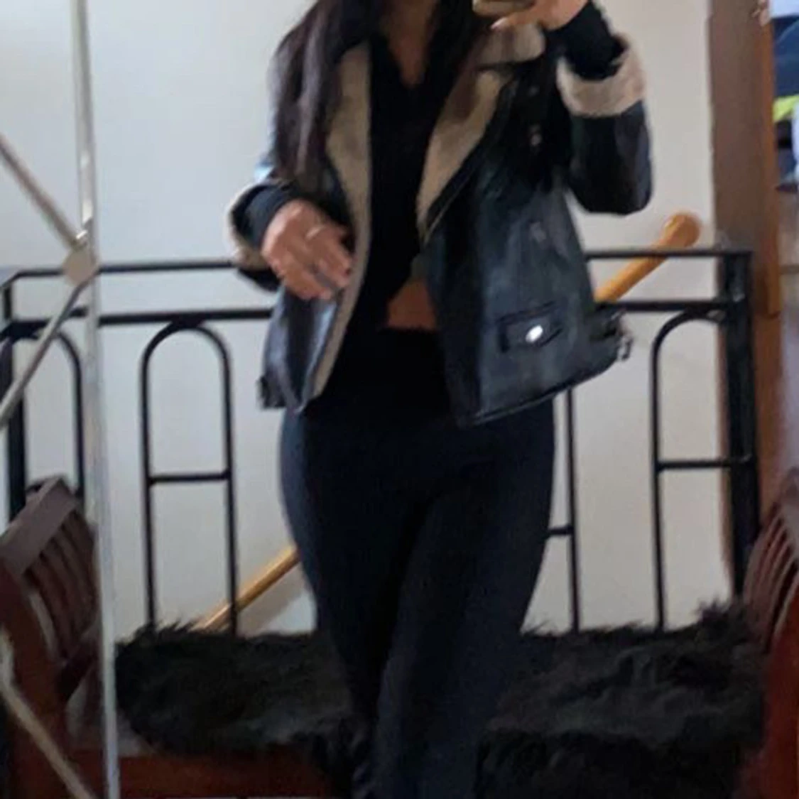 Skinnjacka med fluff - 90