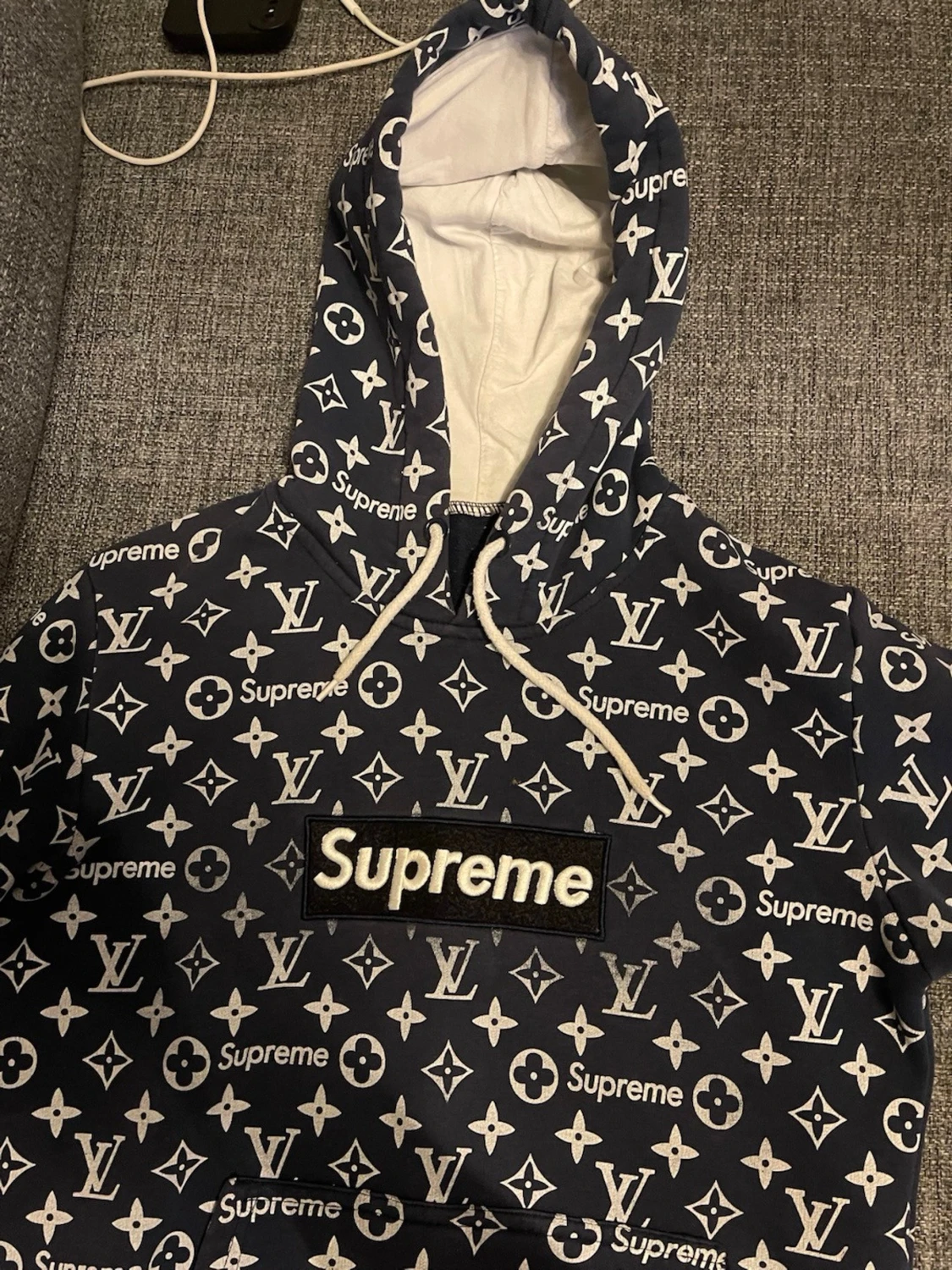 Supreme x  hoodie blå/vit - 2
