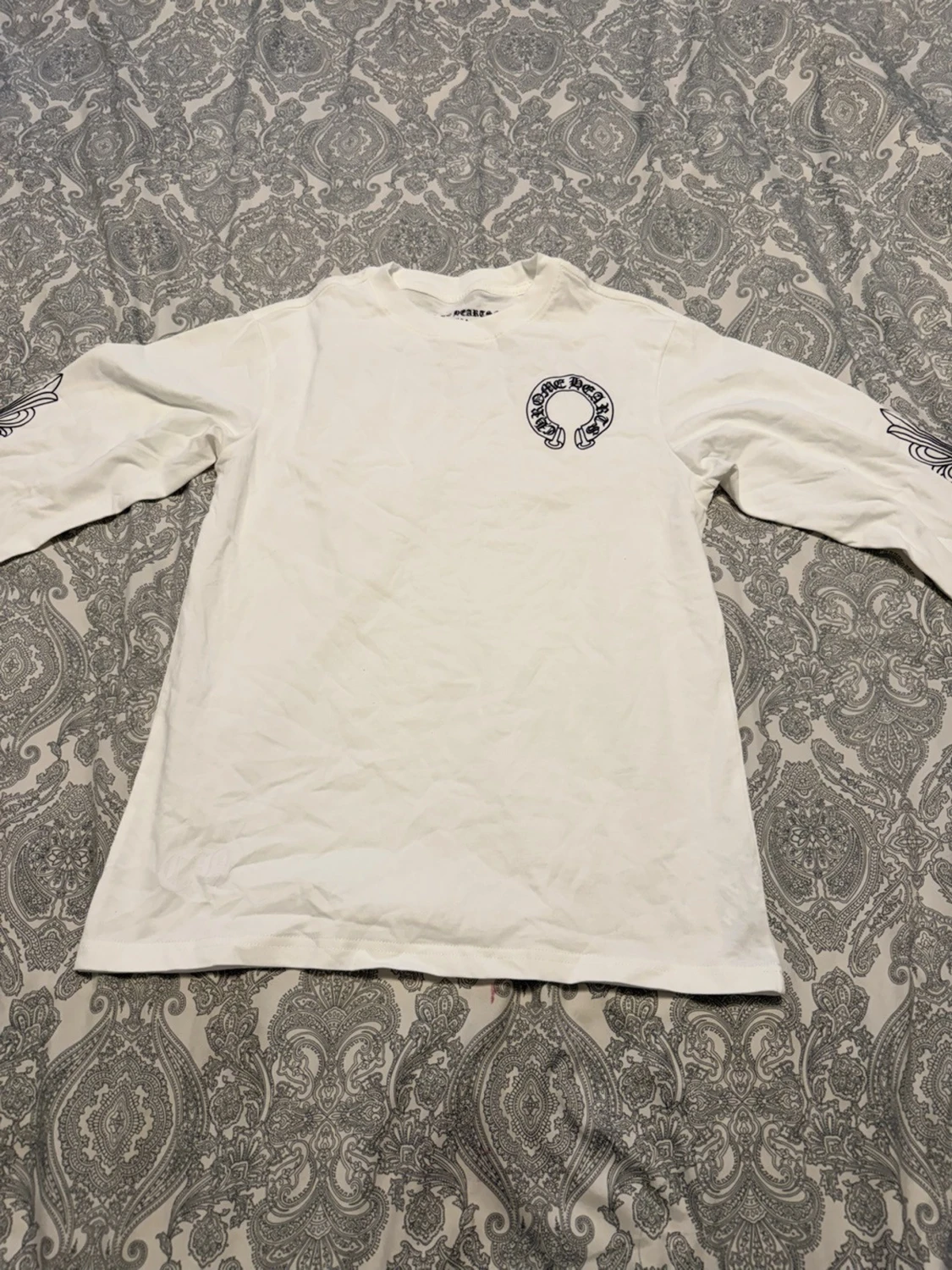 Vit långärmad t-shirt med tryck