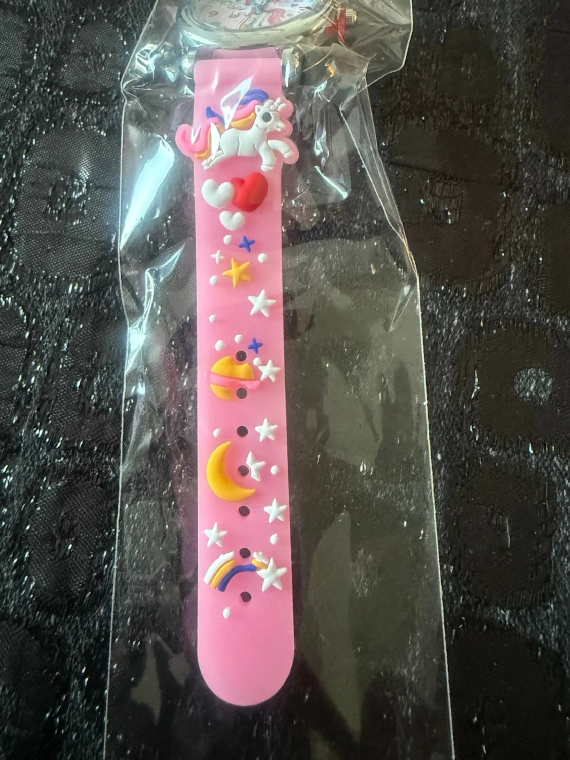 Rosa enhörningsklocka med stjärnor - 1