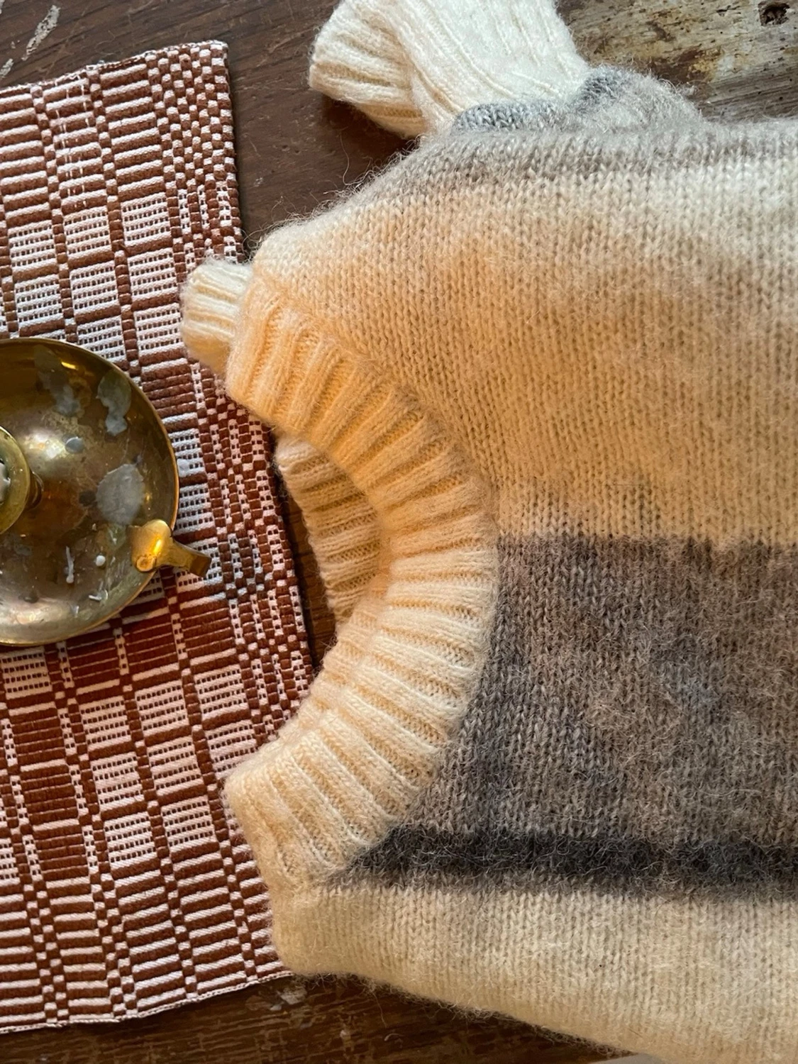 Beige och grå stickad tröja Icelandic - 2