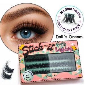 Press on Lashes - Stick-it Fluffy Press-on Lashes Doll's Dream är svarta, fluffiga lösögonfransar med förlimmade fransband som håller upp till 7 dagar. De har en dramatisk och voluminös form som ger en intensiv blick.
