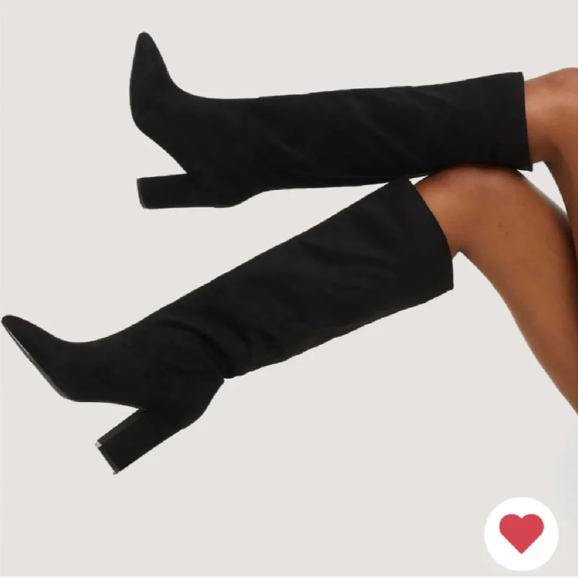 Svarta höga mockastövlar med klack - 2